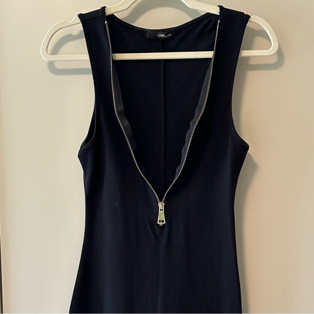 Black zip up front dress